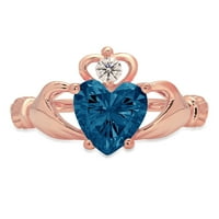 1.06ct Heart Cut Prirodni London Blue Topaz 18K Rose Gold Gold Angažovanje obloge Veličina prstena 6,5
