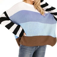 Lilgiuy ženske dugih rukava okrugla boja u boji koje odgovara labavim vrhovima bluza pleteni džemper,