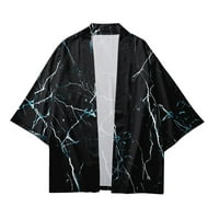 Paptzroi muški slobodno vrijeme opušteno antikni digitalni tisak Kimono Cassock Cardigan majica kratke
