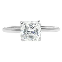 1.0ct Asscher Cut White Sapphire 18k bijelo zlato Angažovane prstene veličine 5,25