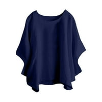 Tobchonp Harajuku Ženska majica Jednobojna odjeća za žene visokokvalitetne majice pulover Bluexl