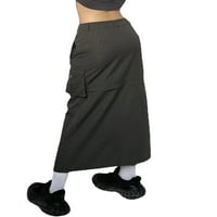 Peyakidsaa Women Cargo suknja Duga suknja Niska struka Ruched Baggy casual Streetwear Suknja