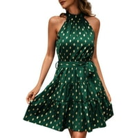 Ljetne haljine za žene V-izrez modne cvjetne mini haljine bez rukava zelena l