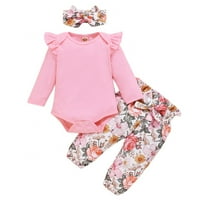 Dječja dječja dječja djevojačka odjeća Ruffle Romper Bodi, cvjetne halen hlače Outfits outfits