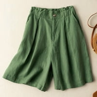 Ženski elastični struk casual comfy pamučne plažne kratke hlače zeleno xl
