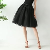Xiuh suknja za žene Čvrsta boja visokim strukom plutaju se slojevita tille mini suknja crna