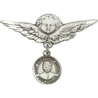 Sterling Silver Baby značka sa šarmom sav josephine Bakhita i Wings Badge Pin