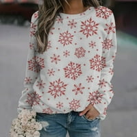 Sretan Božić !!! Qwang ženski božićni tisak Smiješni majica dugih rukava dukseri pulover vrhove