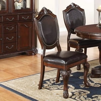 Cosotower Royal veličanstven formalni set bočnih stolica smeđa boja gumenim drvenim trpezarijskim namještajem