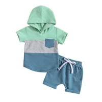Dječaci toddler Odjeća s kratkim rukavima Patchwork s kapuljača Tors Hotsas Outfits Ljetni odjevnici