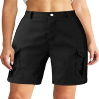 Grianlook Ženske obične kratke hlače u srednjem usponu Bermuda kratke hlače sa džepovima crnim l