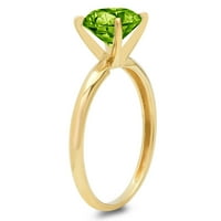 2.0ct okrugli rez zeleni prirodni peridot 18K žuti zlatni godišnjički angažman prsten veličine 6