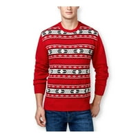 Crvena muška XL Crewneck Sajam ispisa s rebrastim džemper