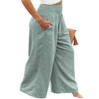 Wdehow pamučne posteljine hlače za žene visoke strukske noge casual hlače labave duksere joge pantalone sa džepovima