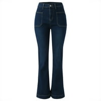 Kneelentne Jean Pajama hlače za žene klasične pantalone plus veličina na hlače traper ženske hlače tamno plave m