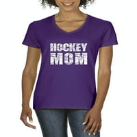 Ženska majica V-izrez kratki rukav - Hokejska mama