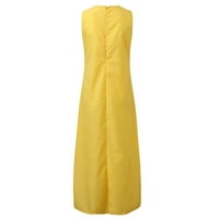 Ženske haljine Maxi kratki rukav casual a-line ispisana V-izrez ljetna haljina žuta s