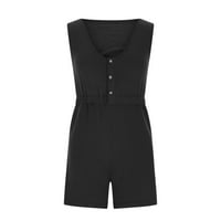 Zunfeo haljine za žene - Čvrsta vrata posada Nove dolaske casual bljeskalice Creice bez rukava crni
