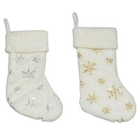 Bijele božićne čarape Fau Fur Veliki dječji poklon bombonske torbe Xmas Tree ukrasi