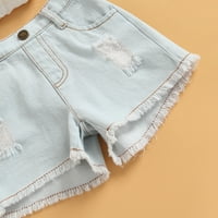 Djevojke za djecu Outfits Proljetne ljetne čvrste pamučne kratke hlače traperice odjeća za djecu odjeću