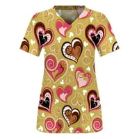 Ženski piling vrhovi Valentinova Dan Love Hearts Slatka majica Summer kratkih rukava Radna odjeća Medicinska