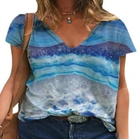 Sanviglor majica za žene V izrez TEE kratki rukav majica Basic Ljetni vrhovi Bluza Tunika Bluza svijetlo