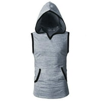 Muški rezervoar za vježbanje vrhovi fitness mišića Sportski kontrastni krov džep s kapuljačom bez rukava