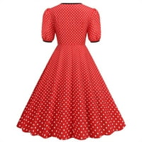 Finelylove Polka Dot haljine za žene Dressy A-Line Regularni kratki rukav Polka Dot Red XXL