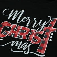 Sretne božićne majice za obiteljski dugih rukava okrugli vrat Santa Claus Print Kids Mama tata Uklapanje