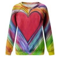 Skpabo Valentine's Dnevne majice za žene Slatko ljubavno srce Pismo Ispis dugih rukava Crewneck pulover