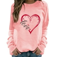 Prodaja Ženska Valentines Dan Dukseri s dugim rukavima Slatka ljubav Heart Graphic Crewneck Tees Majica