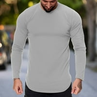 Tosmy muns majica Mens moda casual sportovi fitnes na otvorenom zakrivljenim rukom čvrsta boja Crta