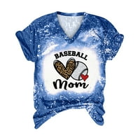 Xihbxyly bejzbol mamice, majice za žene kratki rukav V izrezani labavi vrhovi bluza majica bejzbol labav