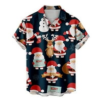 Labava bluza majica Muški božićni 3D ispis džep kopča rever majica kratkih rukava