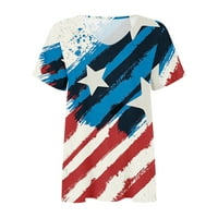 Majica 4. jula za žene udobna vrhunska bluza V-izrez žene na vrhu Amerike Dan nezavisnosti