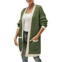Atinetok Cardigan za žene Žena modna boja Podudaranje dugih rukava pletene labave vrhove džemper za