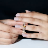 Prirodni citrinski pasijans bypass prsten s dijamantnim naglaskom, 14k bijelo zlato, SAD 5,00