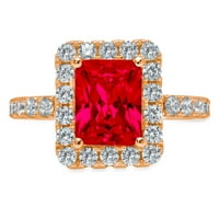 3,84ct smaragdni rez crveni simulirani rubin 18k ružičasto zlato Angažovanje halo prstena veličine 4,25