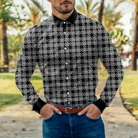 Muška majica Casual Plaid Ispisani rever dugme dugih rukava