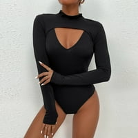 Honeeladyy Sexy Shapewear Bodysuit ženske dugih rukava sa dugim rukavima V-izrez modni kvadratni vrat