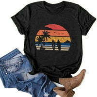 Outfmvch T majice za žene ljeto surfanje plaže od tiskane ljetne majice kratkih rukava majica ženske
