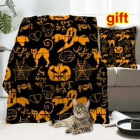 Halloween Dekorativni pokrivač sa jastukom, sablasna groblja Halloween zastrašujuća pokrivačica za spavaću