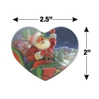Božićni odmor Santa Merry Sleegh Ride Heart akrilni frižider hladnjak magnet