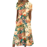 Lastsoso ženski ulje slikarski stil boemskih haljina V izrez cvjetni maxi haljina haljina midi haljina