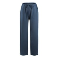 Žene posteljine hlača elastične hlače od struka Ljetne hlače sa punim bojama, casual pantalone sa širokim