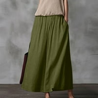 Ženske pamučne pamučne paketne pantalone sa džepnim ljetnim diskontnim rasprodajem Srednje uspone Solidne