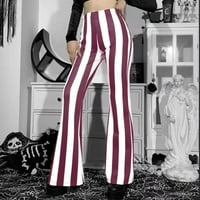 Fesfesfes ženske casual pantalone modni prugasti ispisani visoki struk svjetluca za hlače