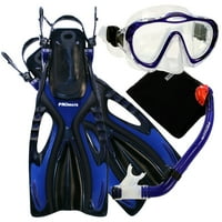 Promicati Snorkeling Scuba ronilačka maska, suhi snorkel i fin set za djecu, plavu, s-xl