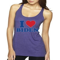 Divlji Bobby Volim Biden američke predsjednice političkih žena Tri-Blend Racerback Tank, ljubičasta žurba, velika