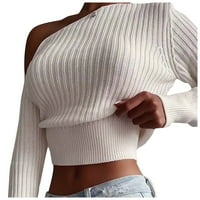 Zimski pad džempera za žene modni ženski čvrsti boje od ramena dugih rukava pulover bluza